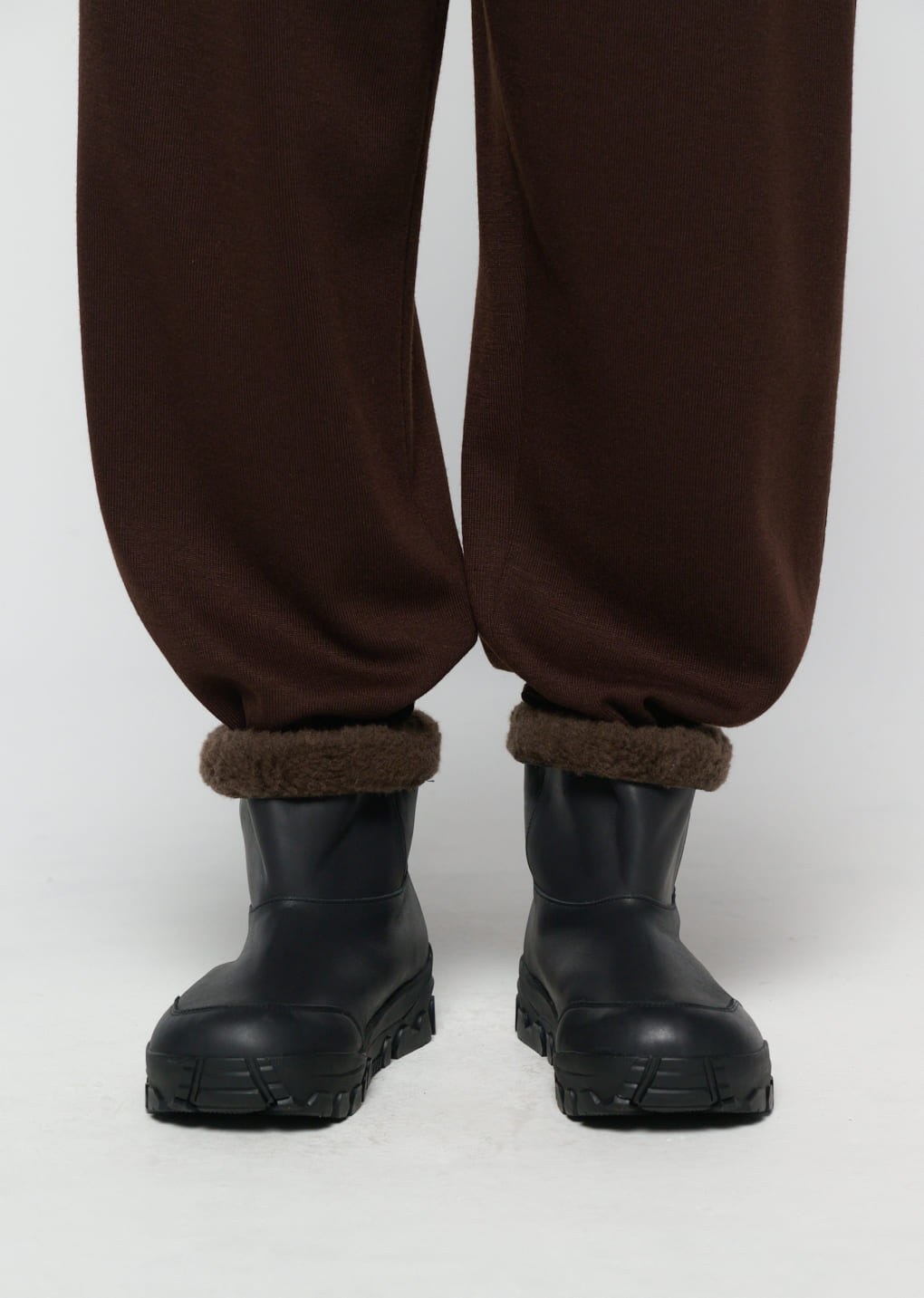 vibram shearling short boots, black