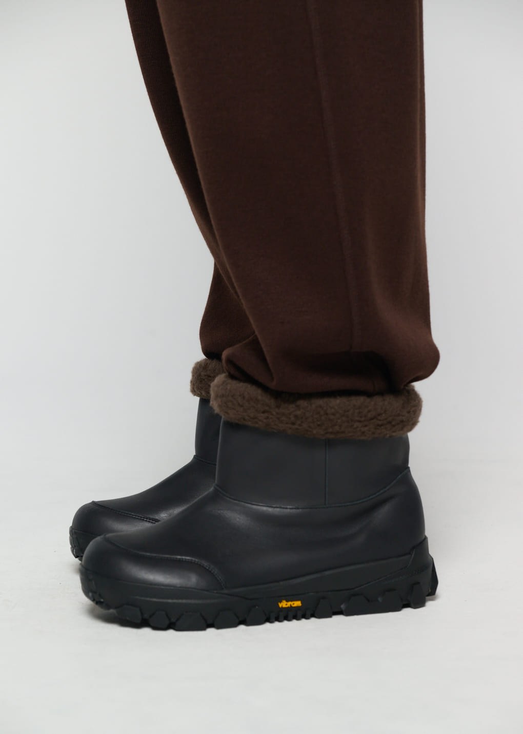 vibram shearling short boots, black