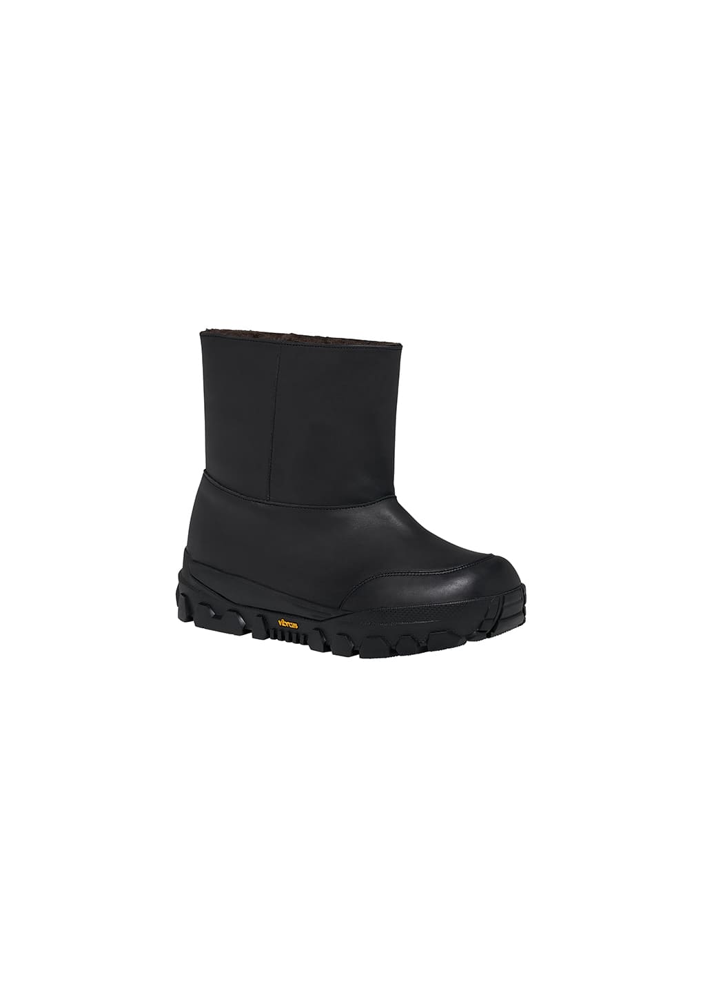 vibram shearling short boots, black