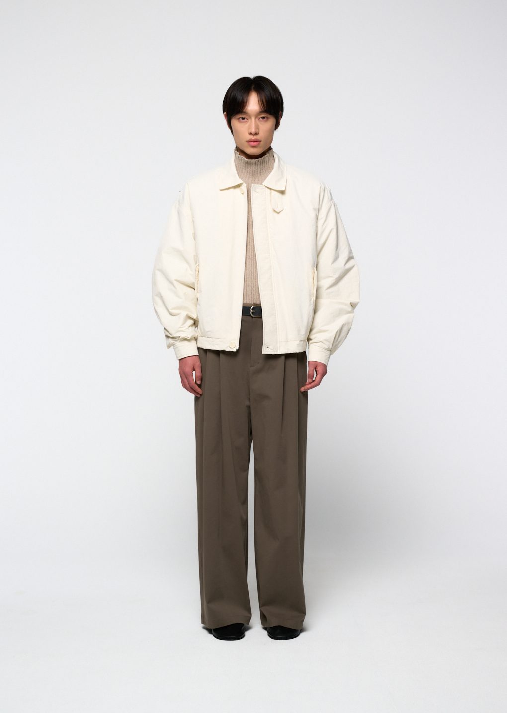 padded cotton nylon jumper, ecru