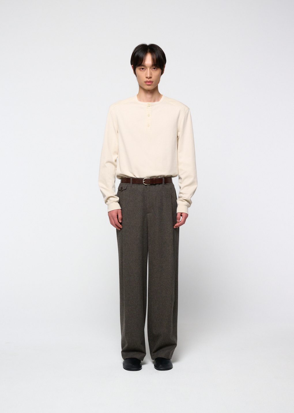 tapered wool pants, charcoal