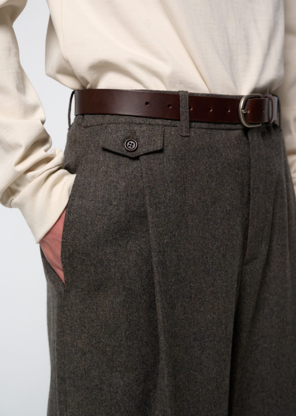 tapered wool pants, charcoal