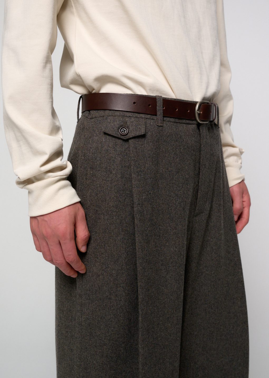 tapered wool pants, charcoal