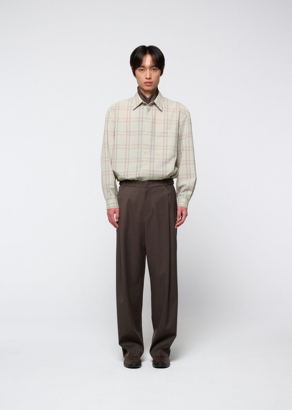 wool banding pants, brown
