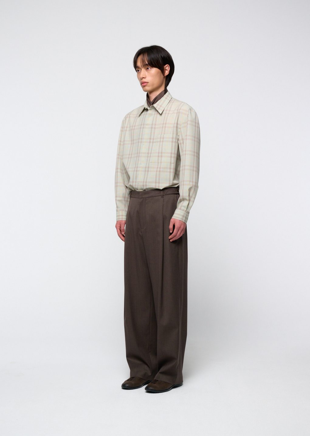 wool banding pants, brown
