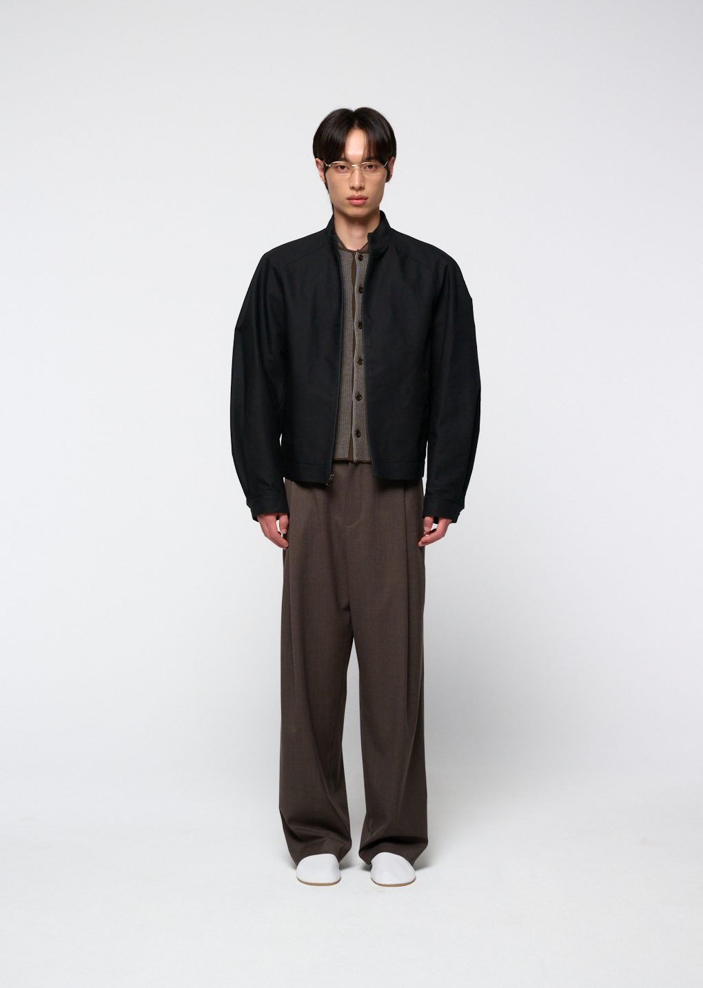 wool banding pants, brown