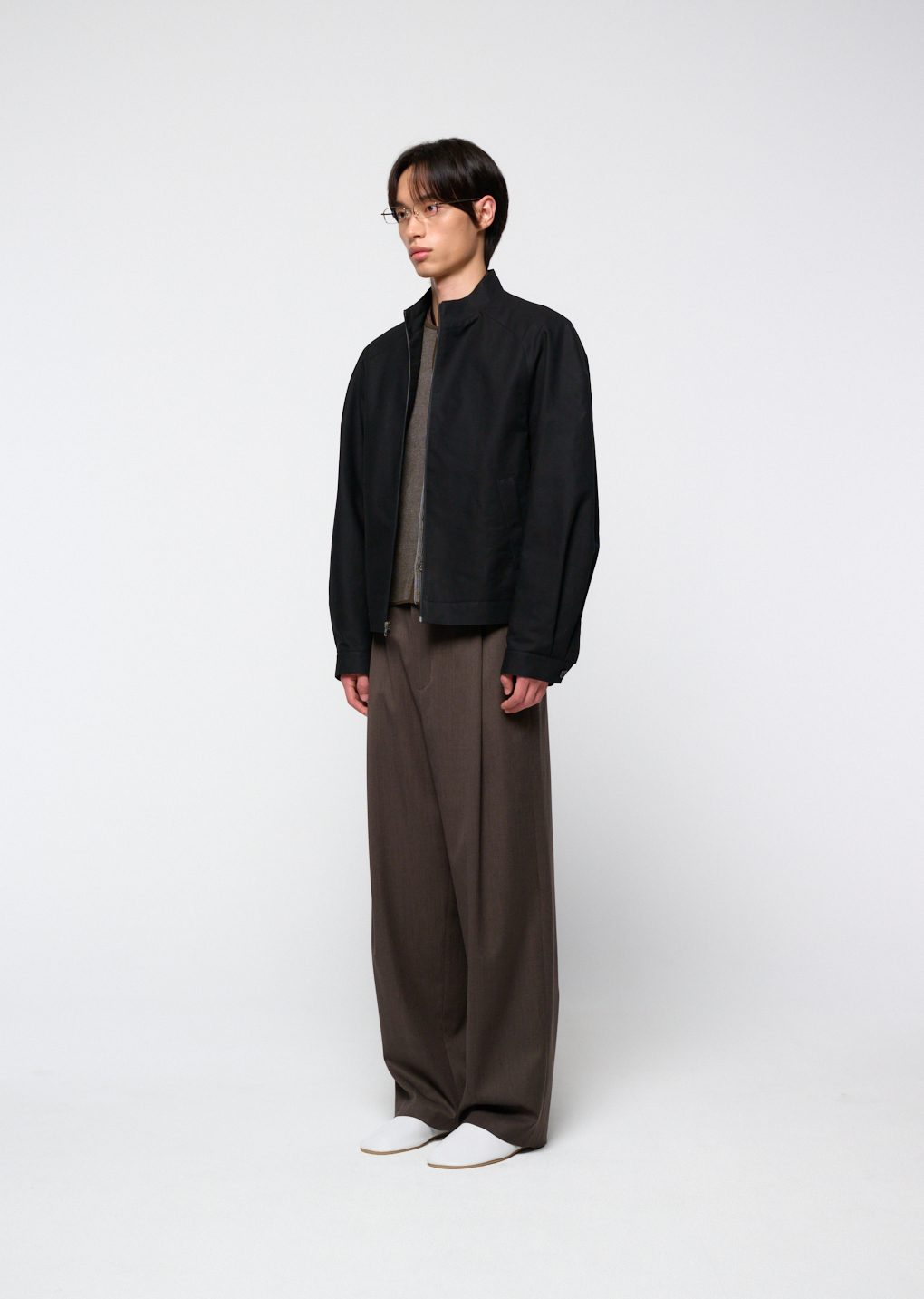 wool banding pants, brown