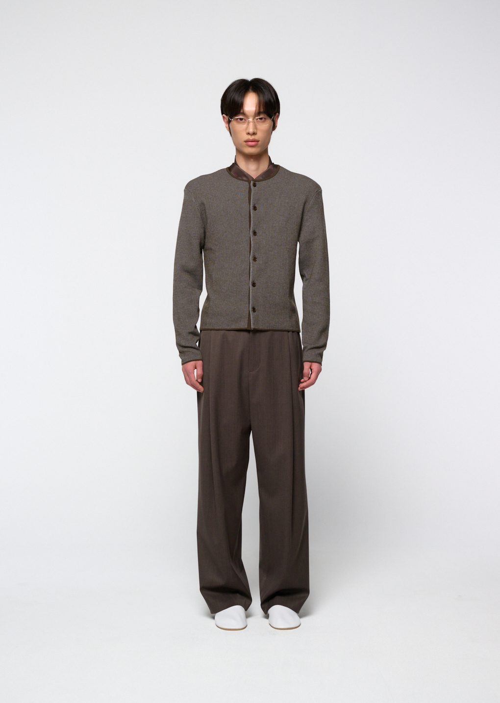 wool banding pants, brown