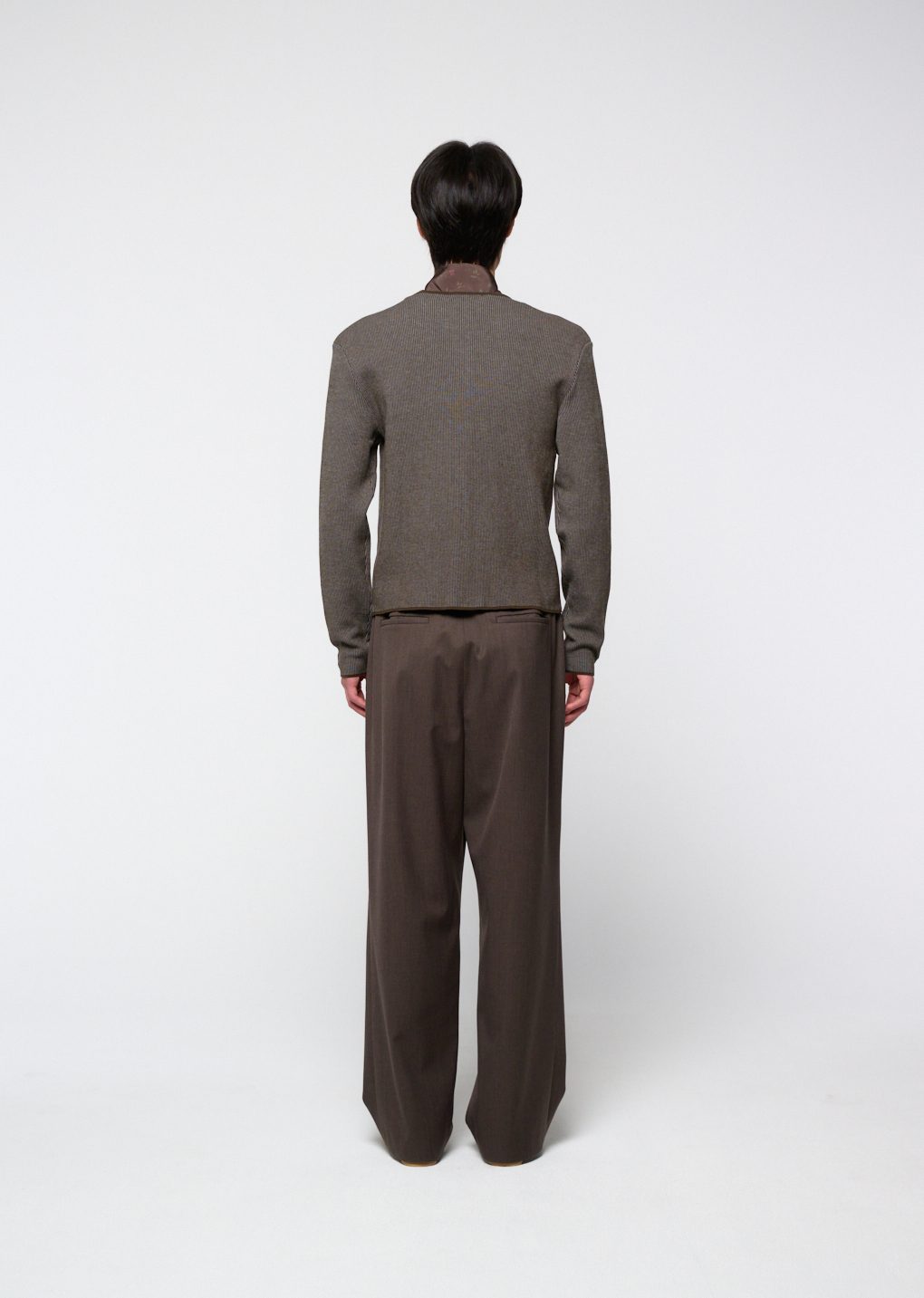 wool banding pants, brown