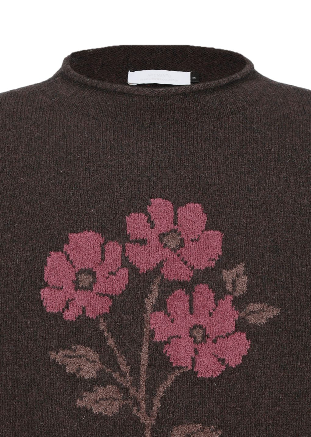 flower jacquard knit top, brown