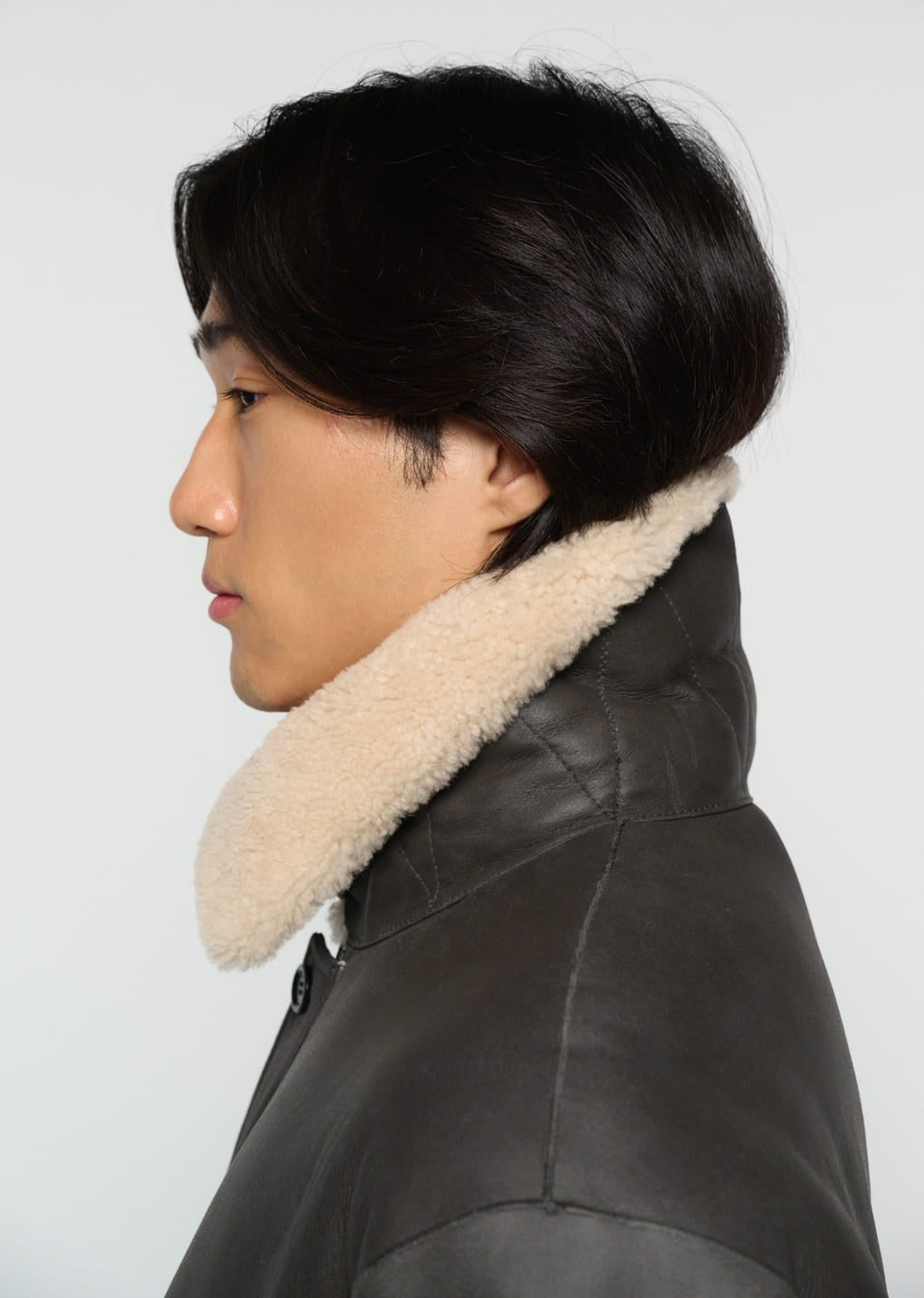 lambskin shearling jumper, khaki