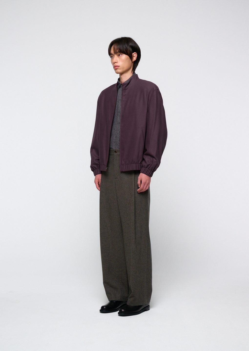 wool banding blouson, burgundy
