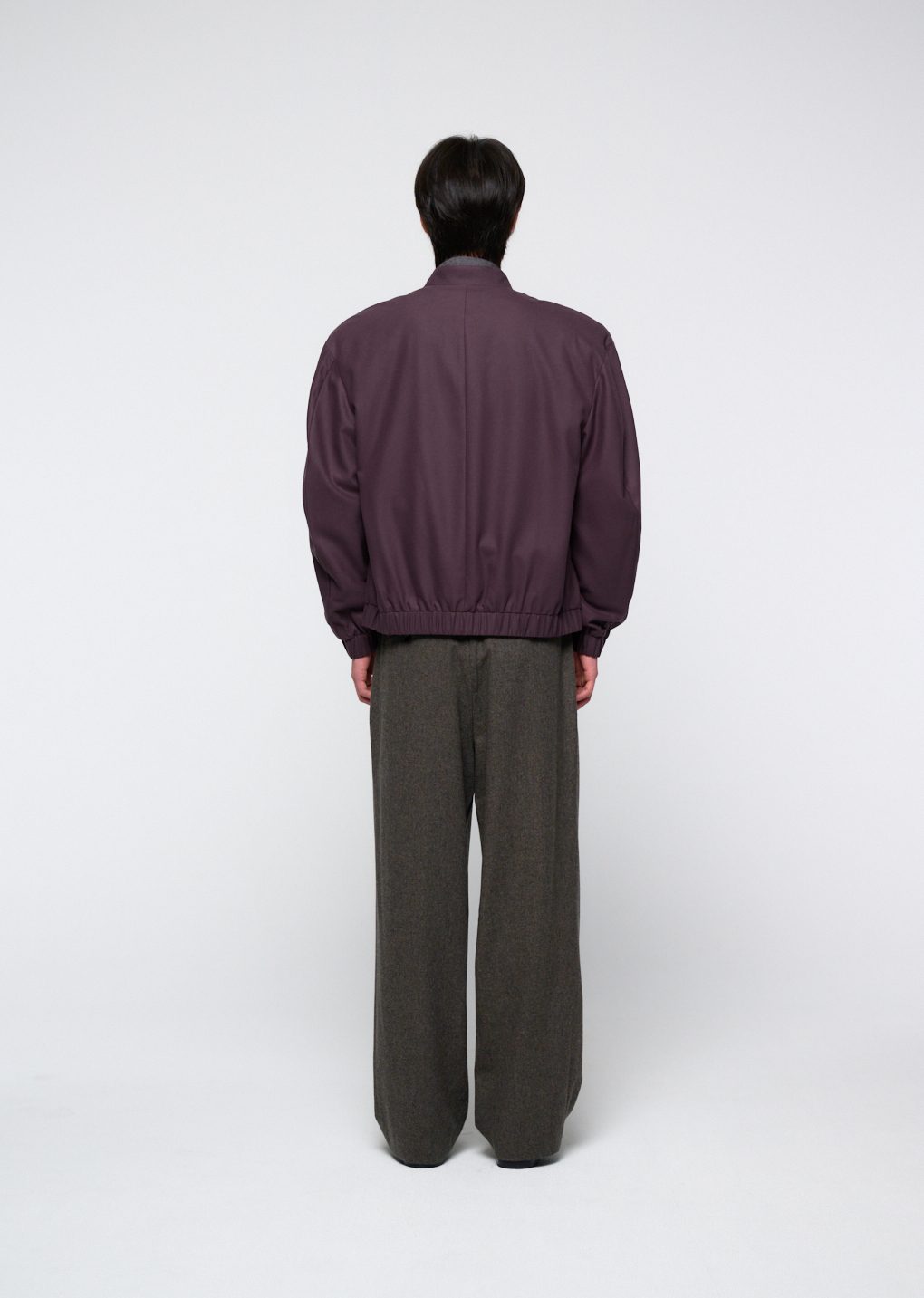 wool banding blouson, burgundy