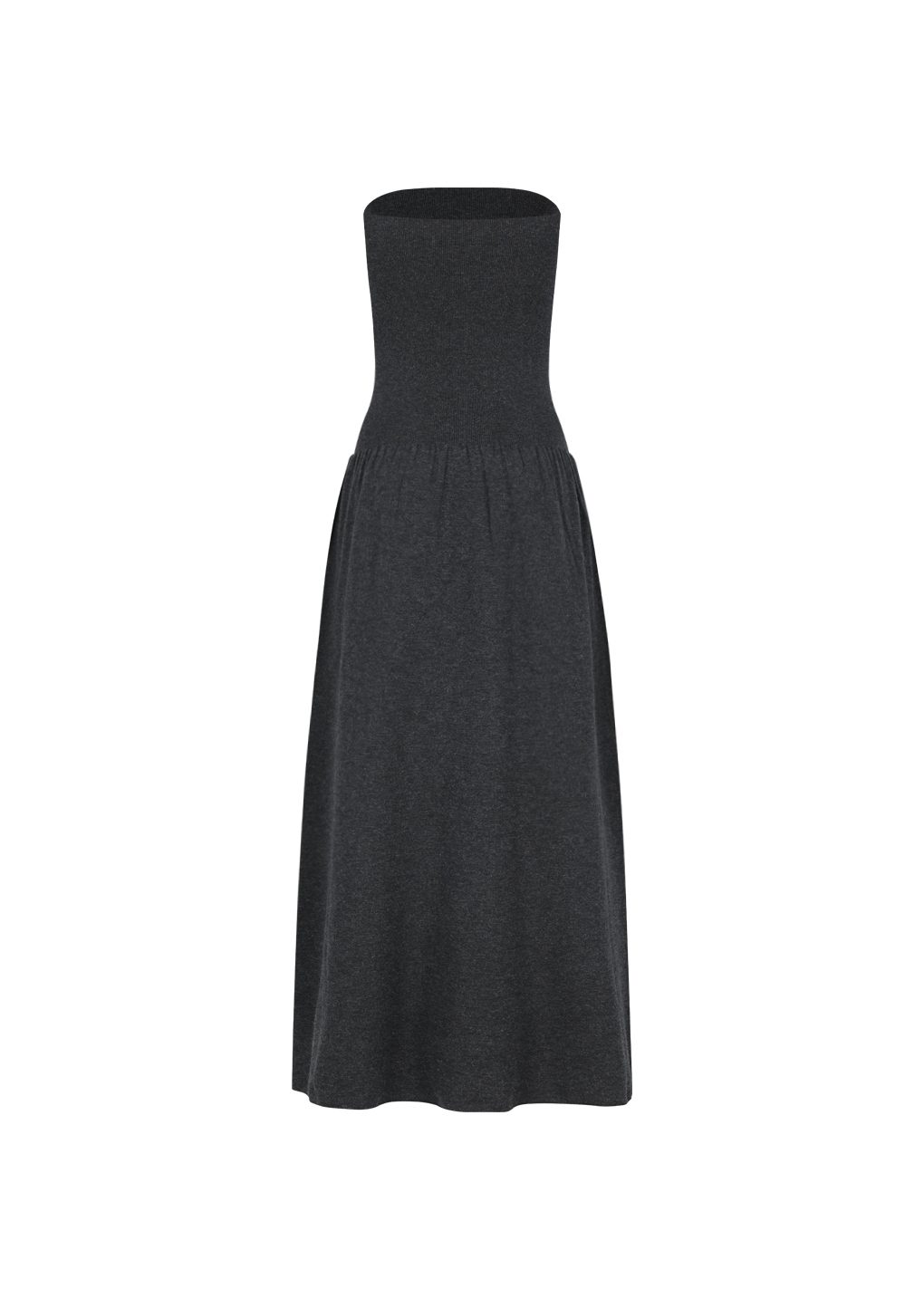 ribbed shirring knit maxi dress, charcoal