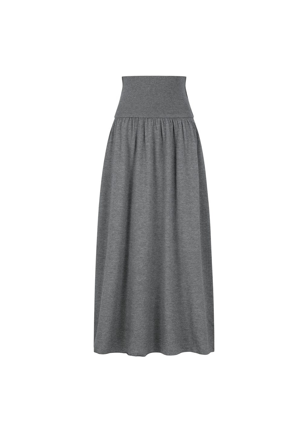 ribbed shirring knit maxi dress, grey
