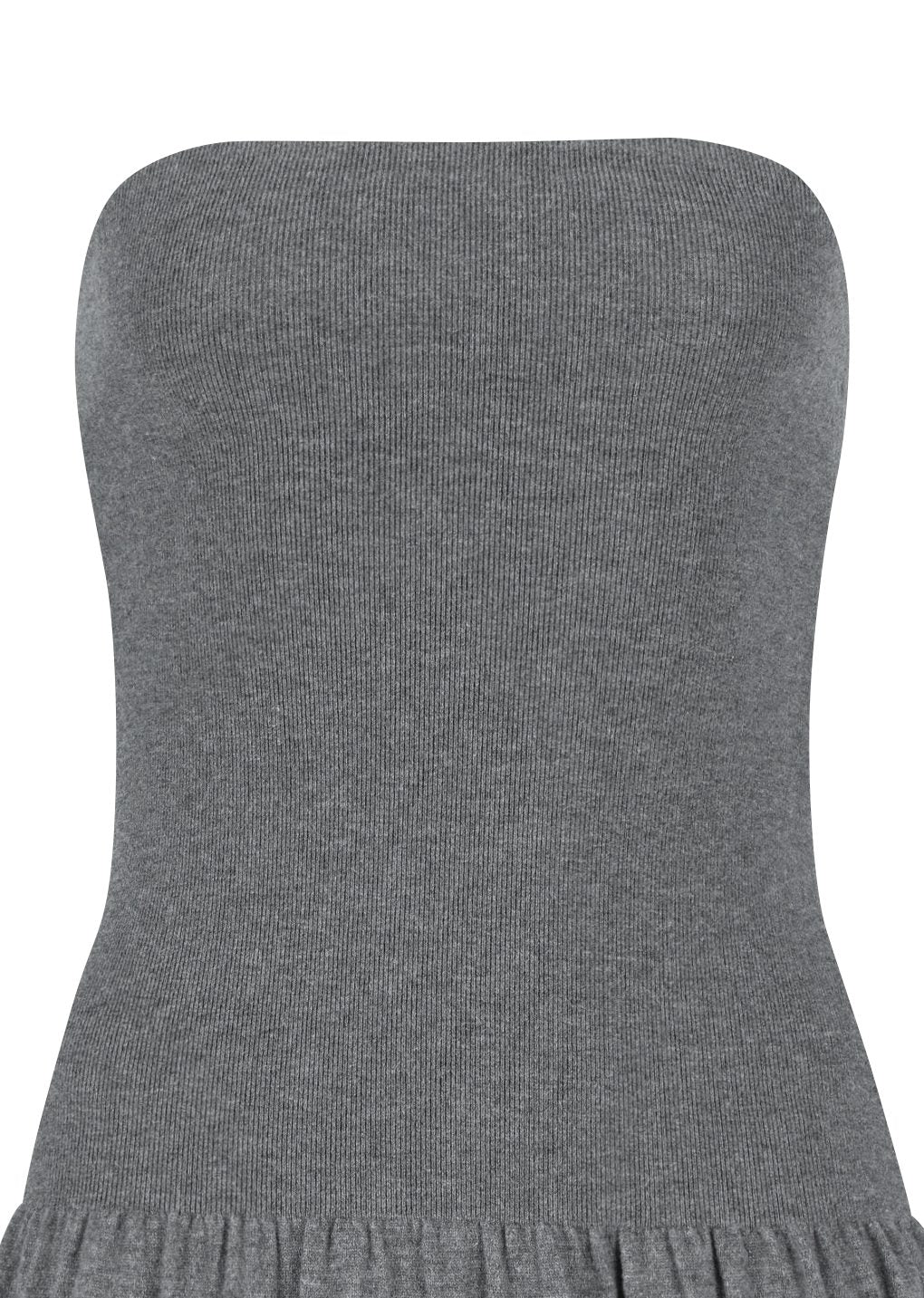 ribbed shirring knit maxi dress, grey