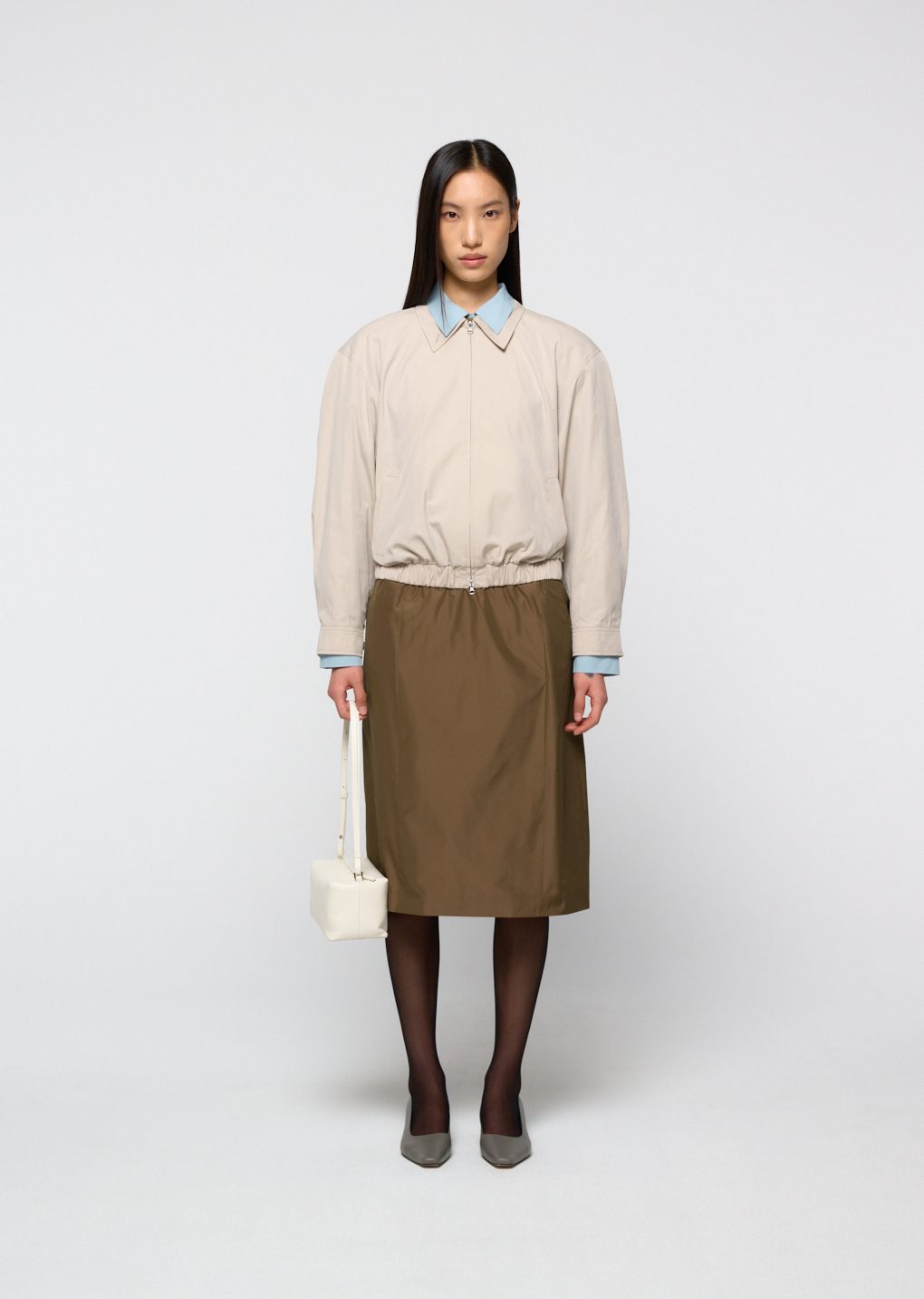 cotton nylon blouson, beige