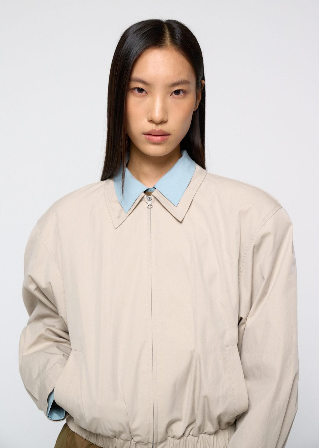 cotton nylon blouson, beige