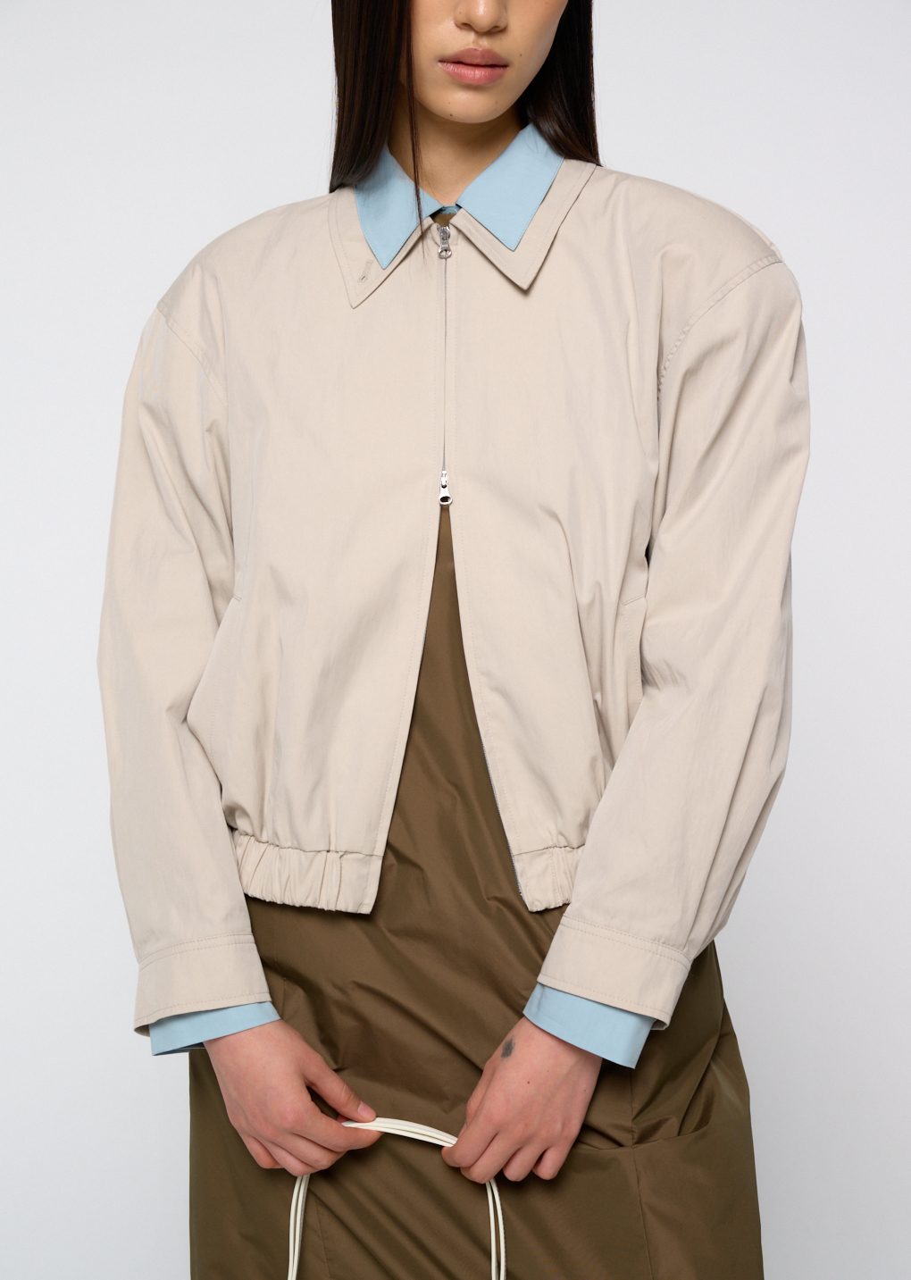 cotton nylon blouson, beige