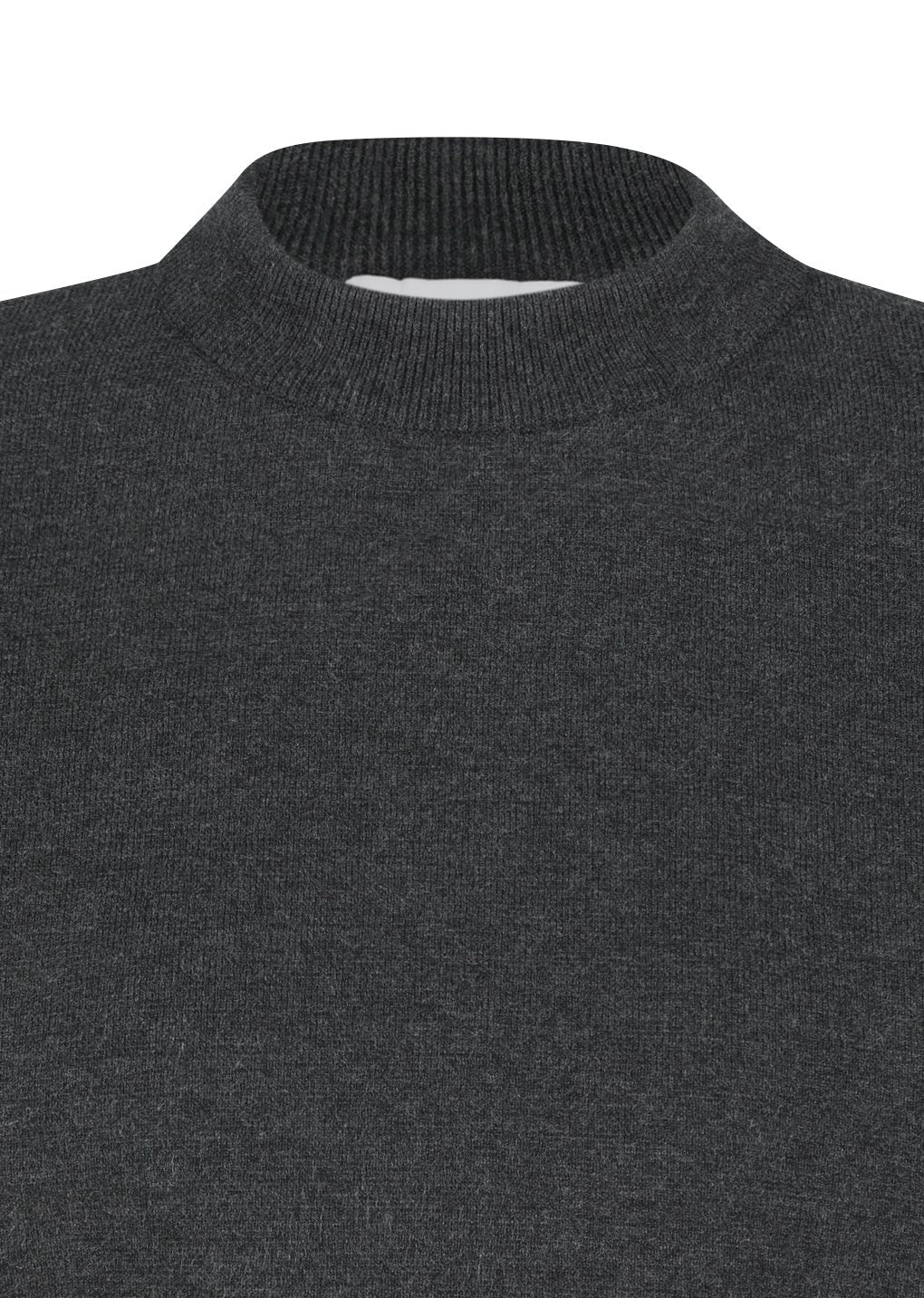 rounded half knit top, charcoal