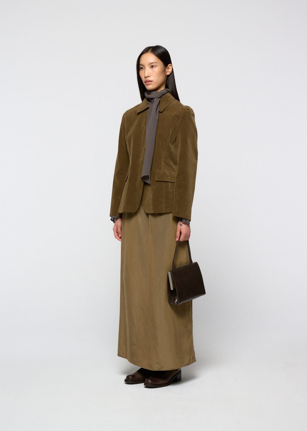 cupro banding skirt, khaki