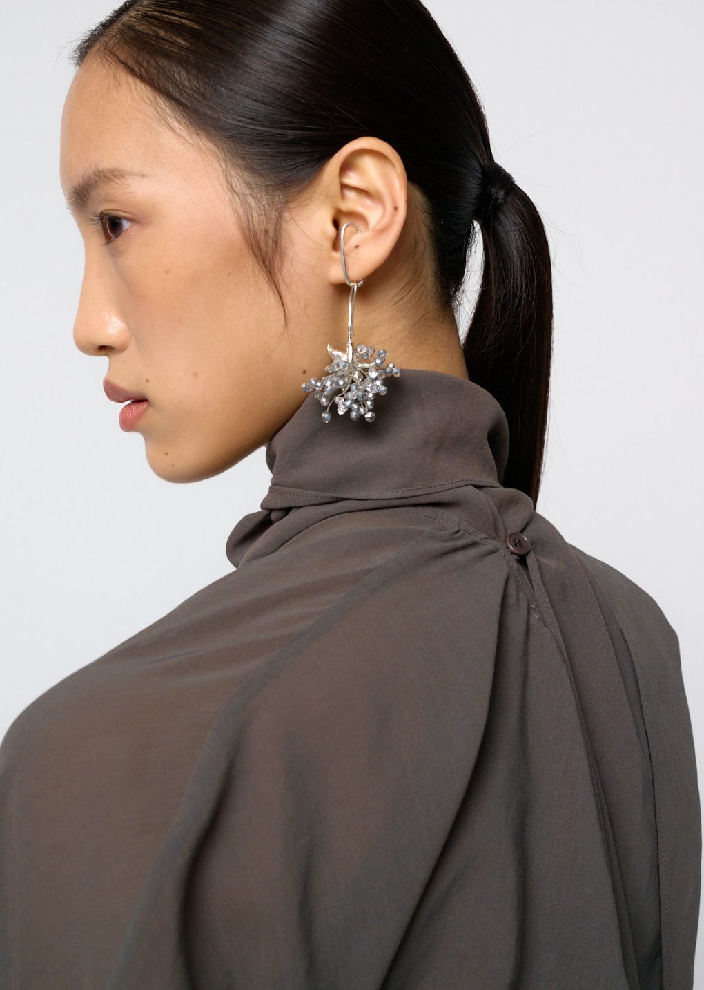 sheer cotton scarf top, grey