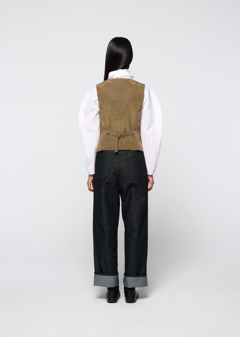stripe pocket vest, beige