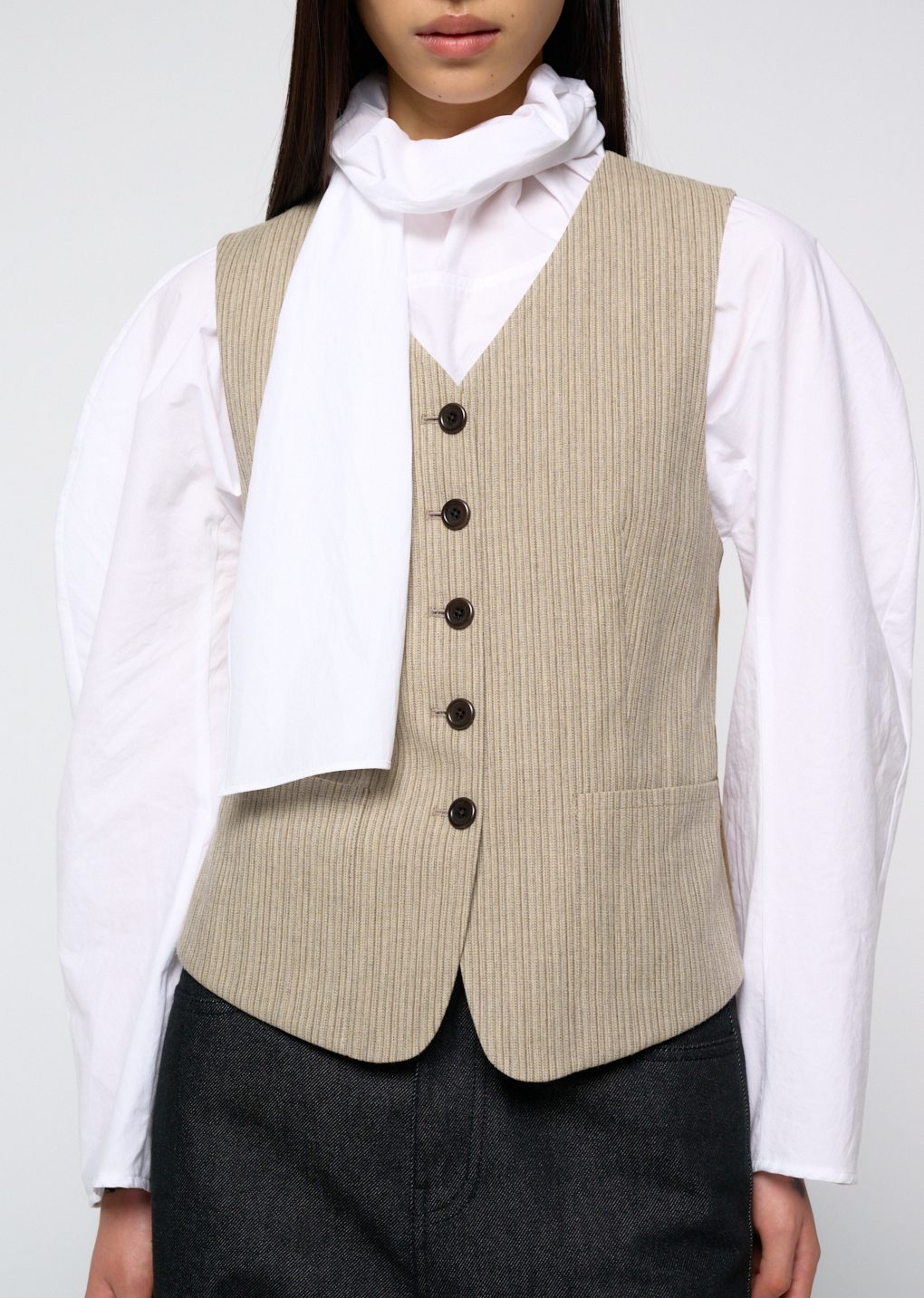 stripe pocket vest, beige