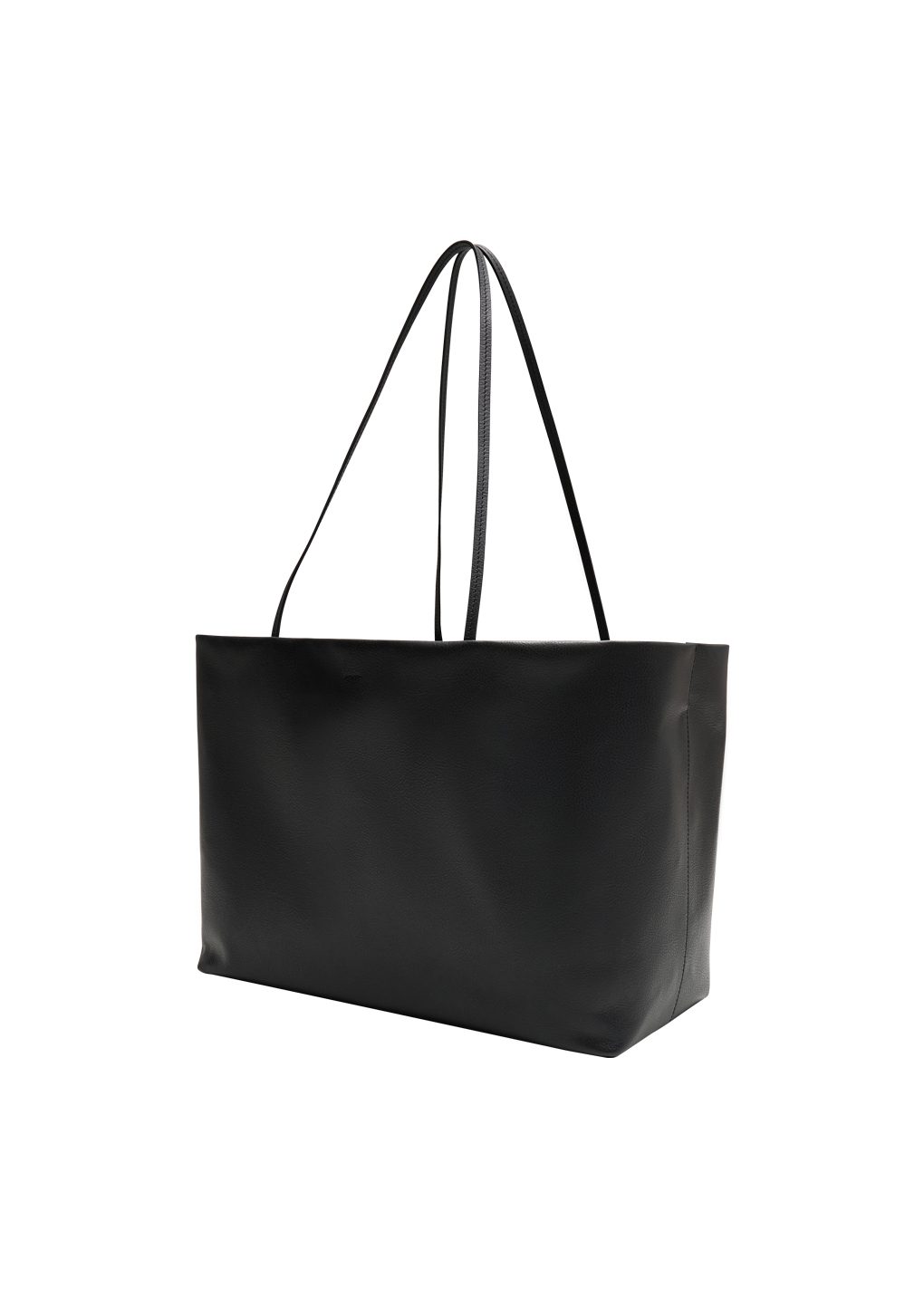 large leather tote bag, black