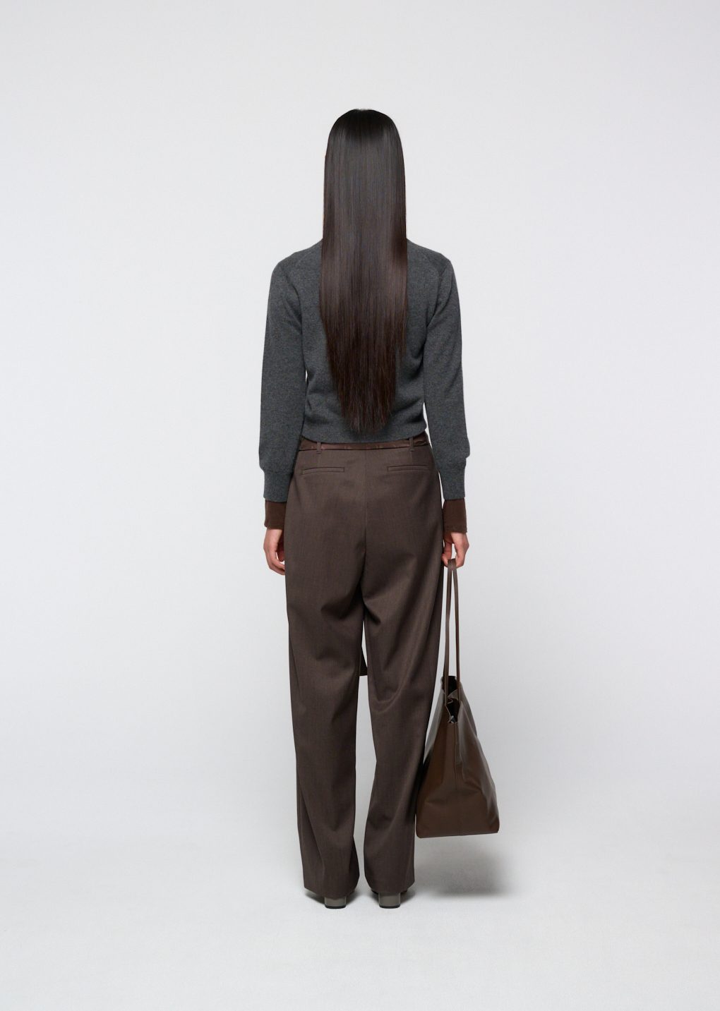 large leather tote bag, dark brown