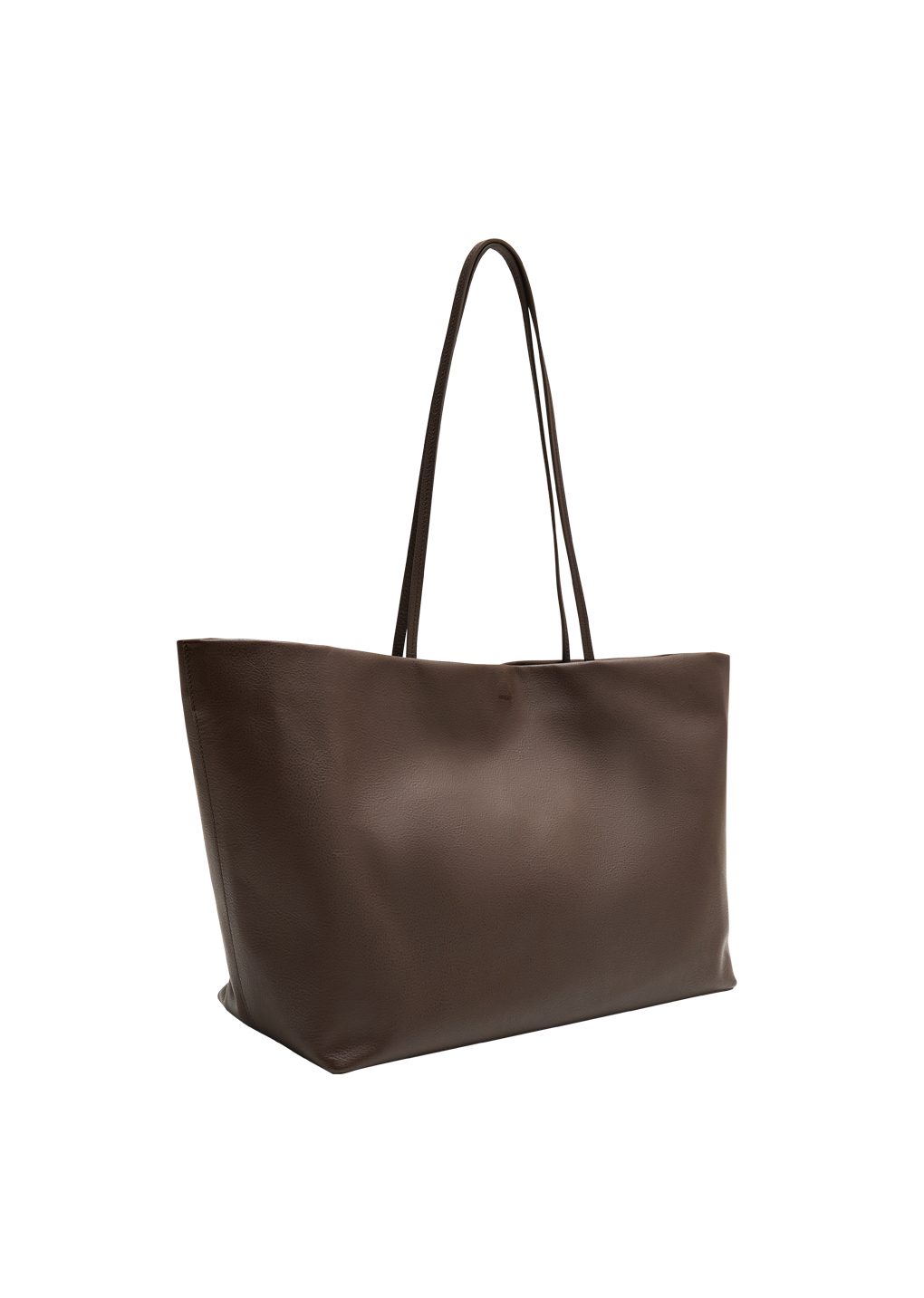 large leather tote bag, dark brown