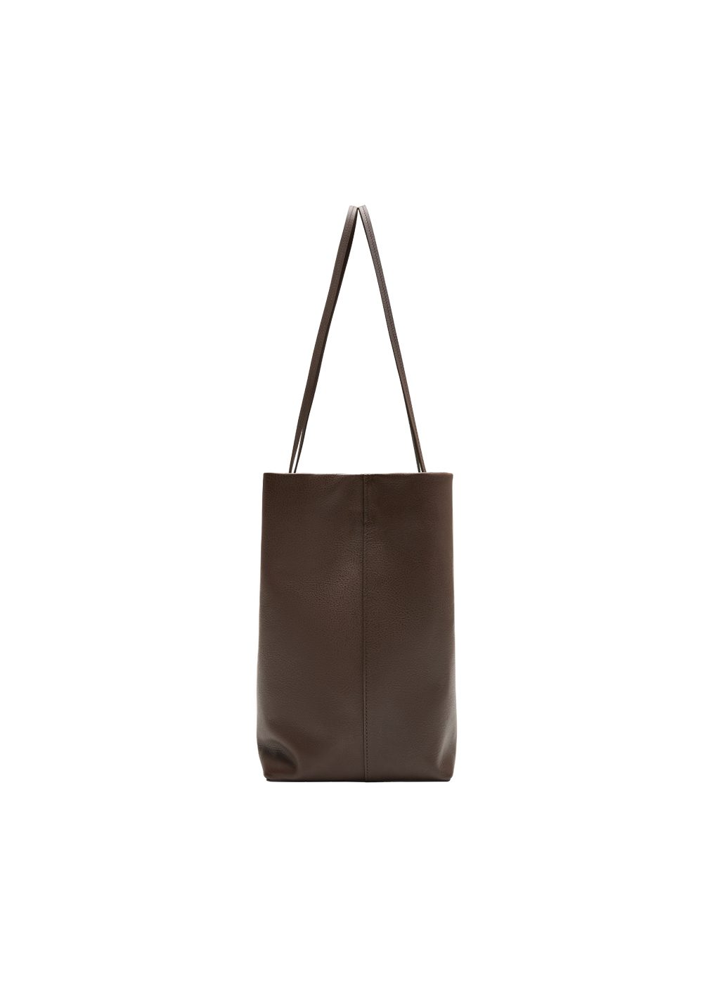 large leather tote bag, dark brown