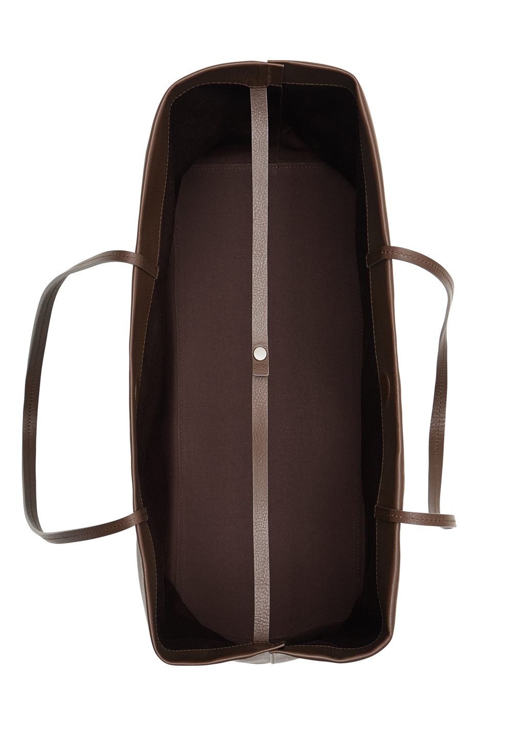 large leather tote bag, dark brown