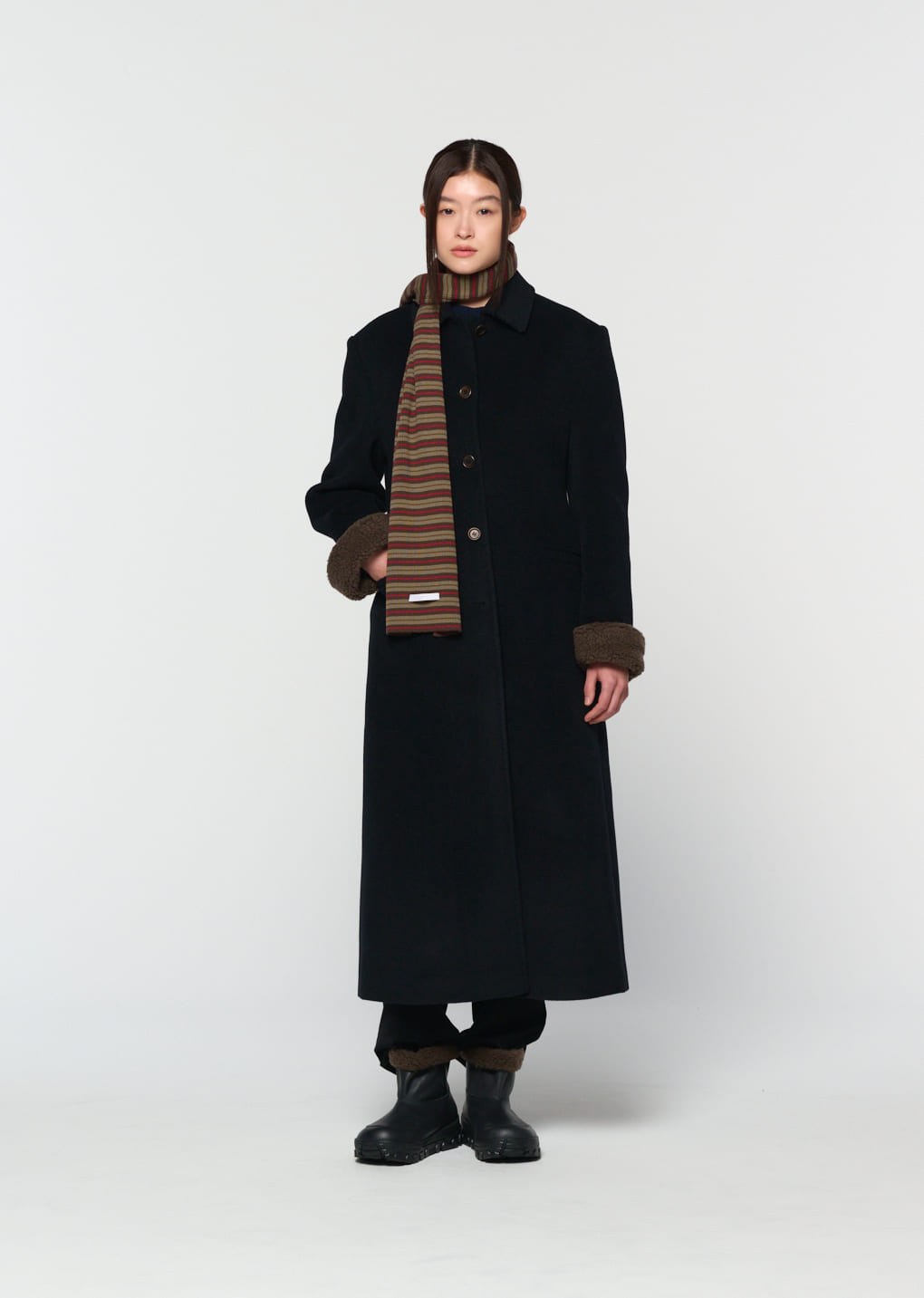 single maxi long coat, black