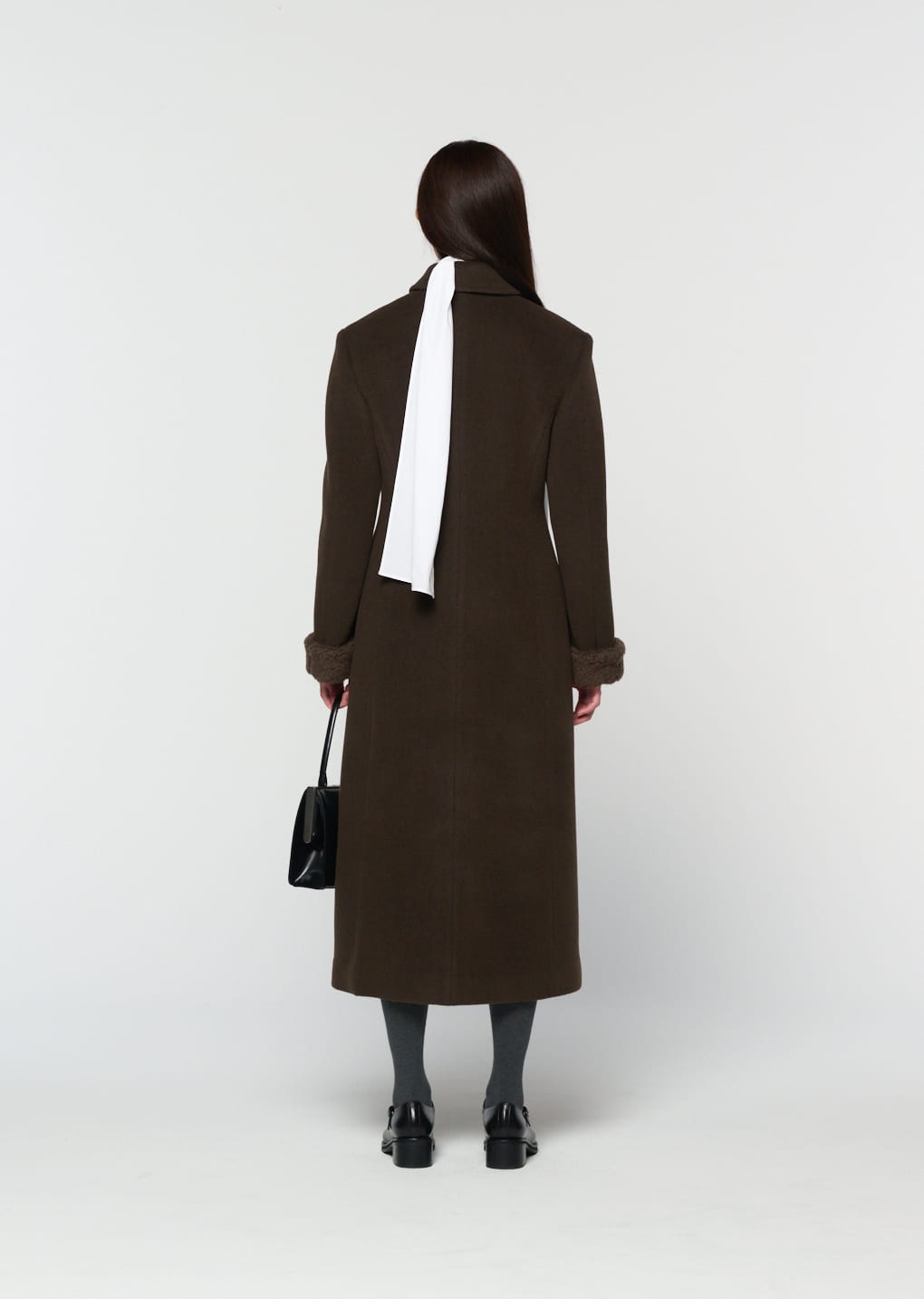 single maxi long coat, brown