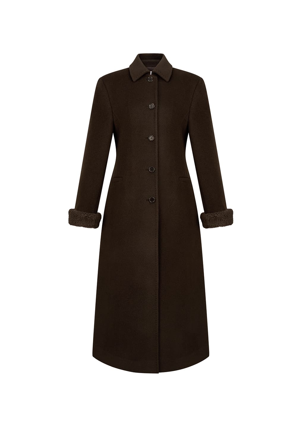 single maxi long coat, brown