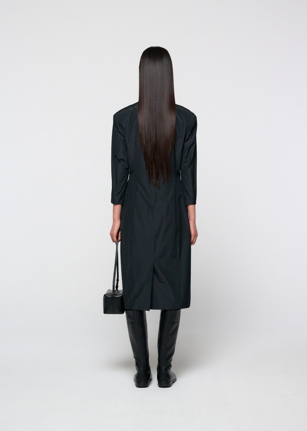 silk taffeta dress, black