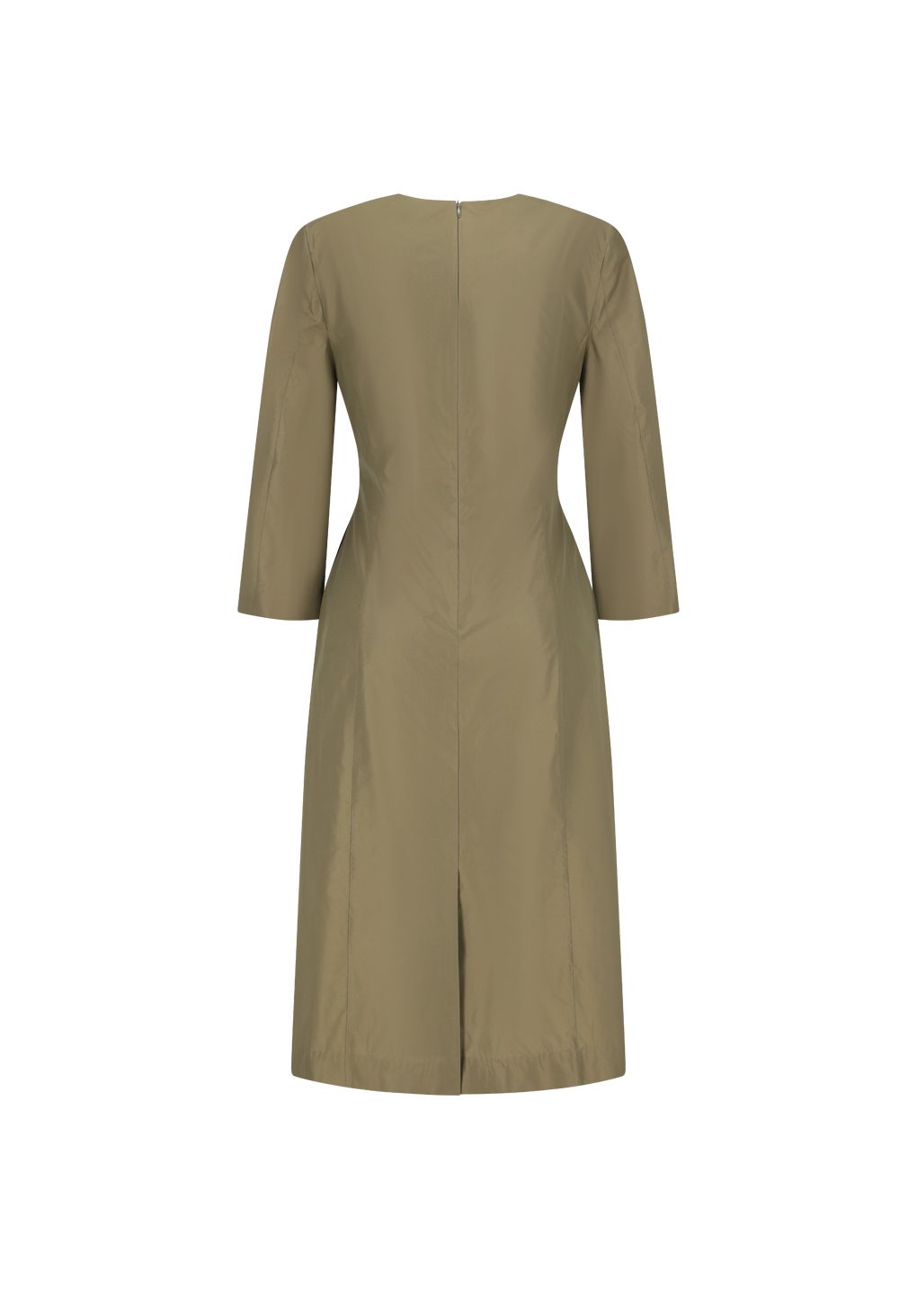 silk taffeta dress, khaki