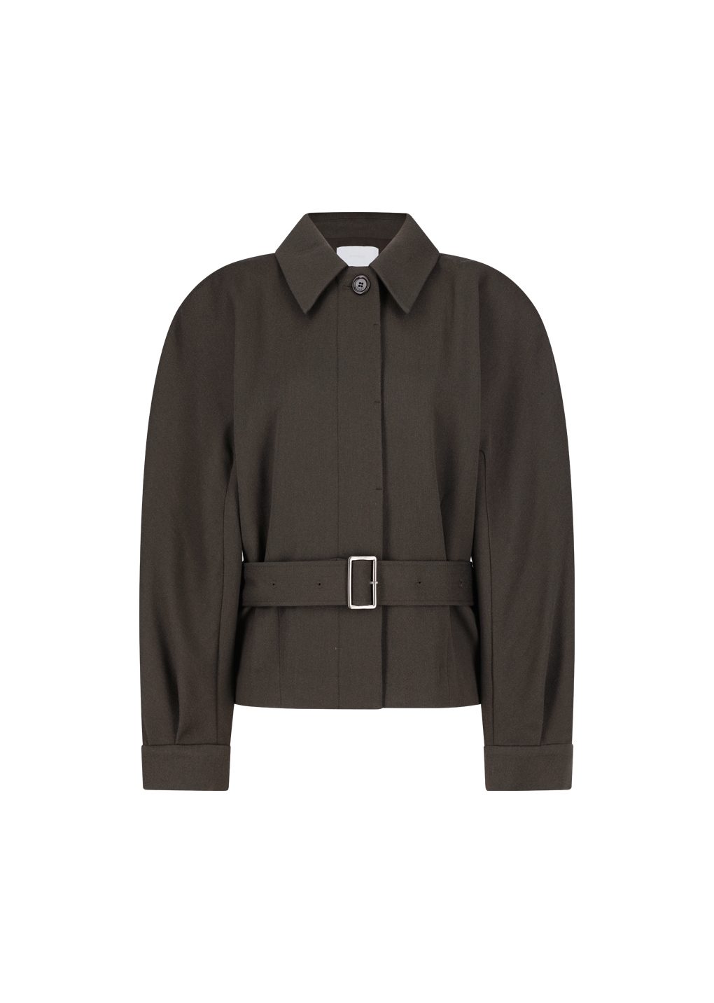 belted wool jacket, brown