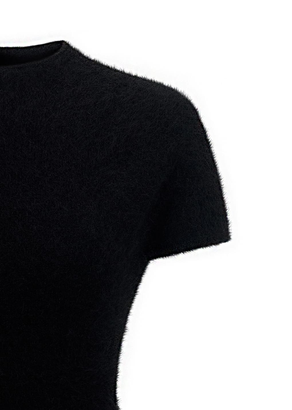 wholegarment hairy knit top, black