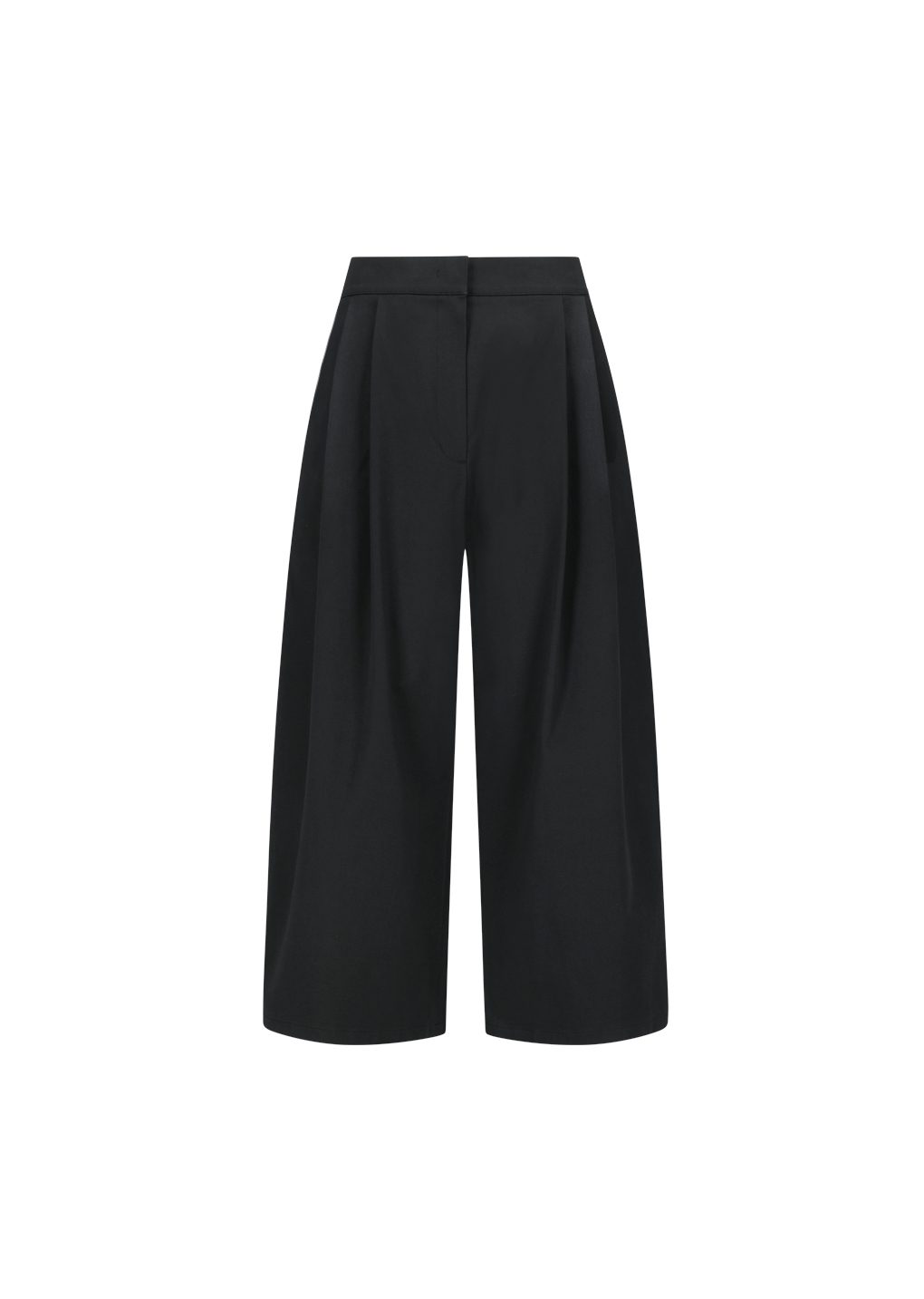 two tuck wide banding pants, black