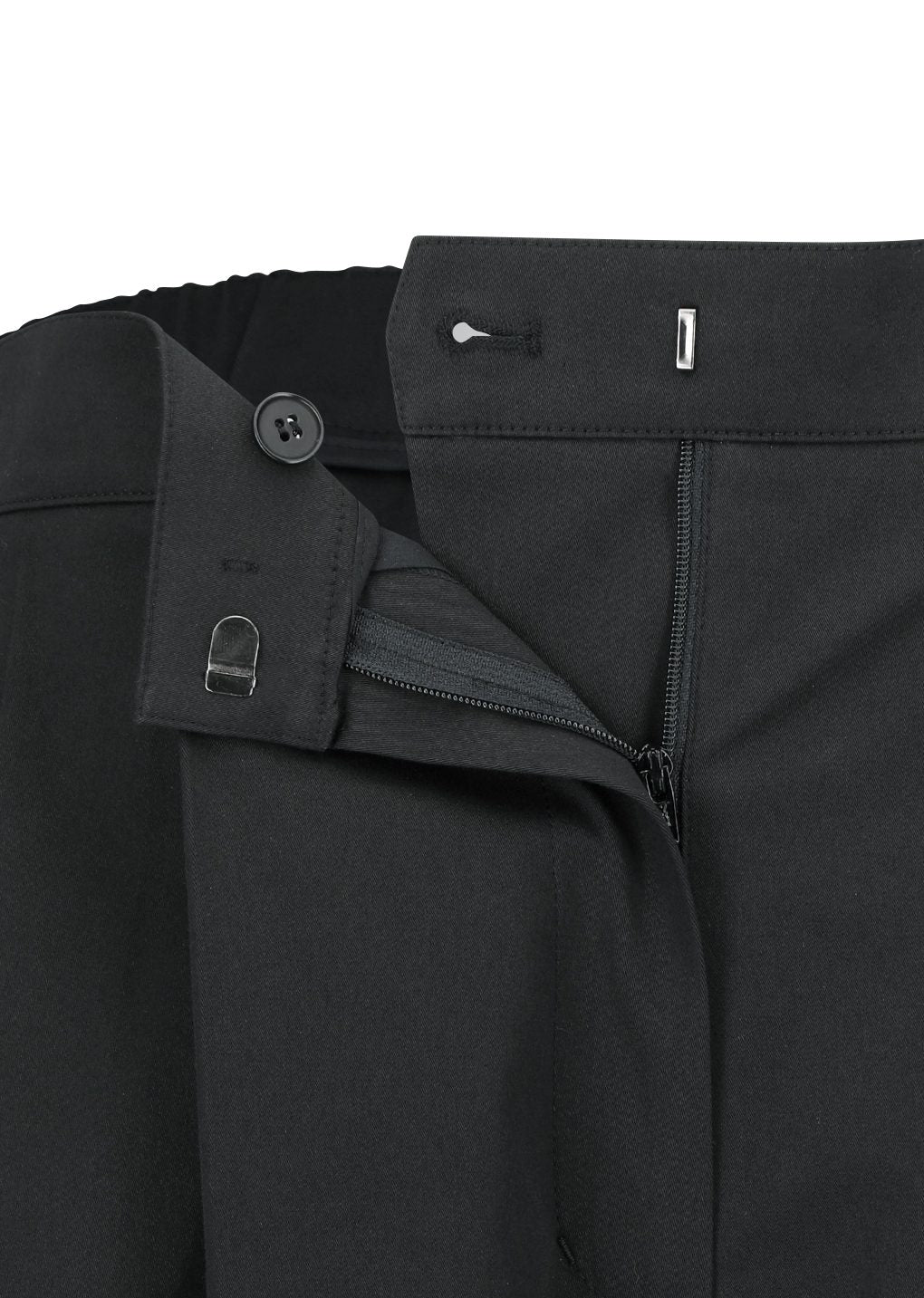 two tuck wide banding pants, black