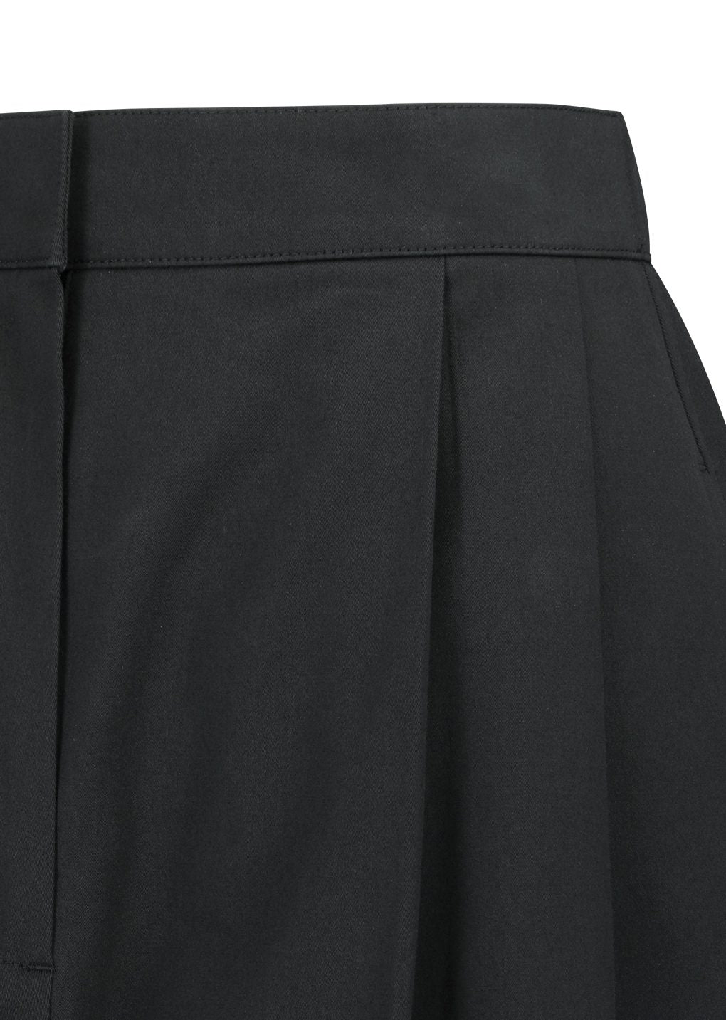 two tuck wide banding pants, black