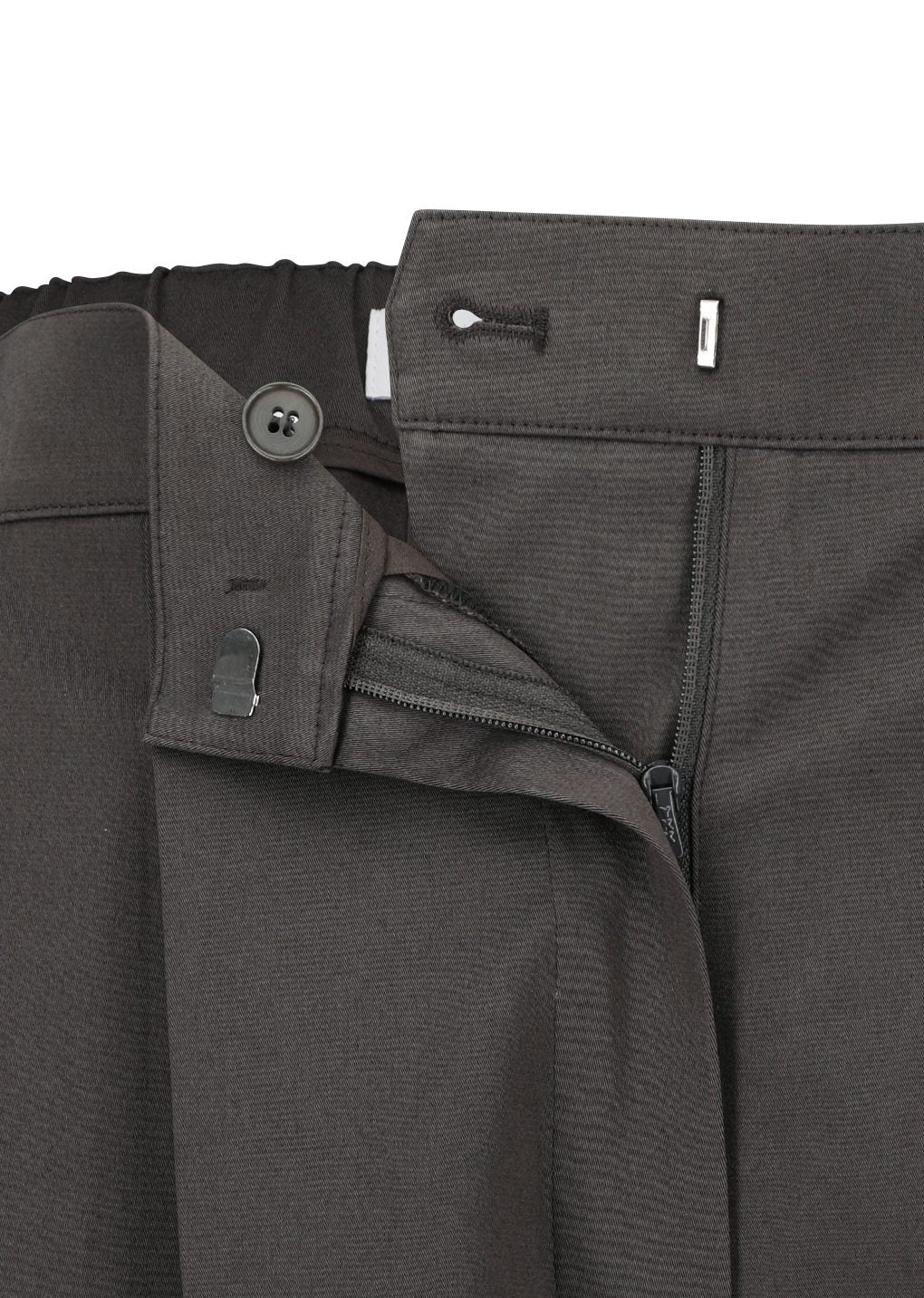 two tuck wide banding pants, brown