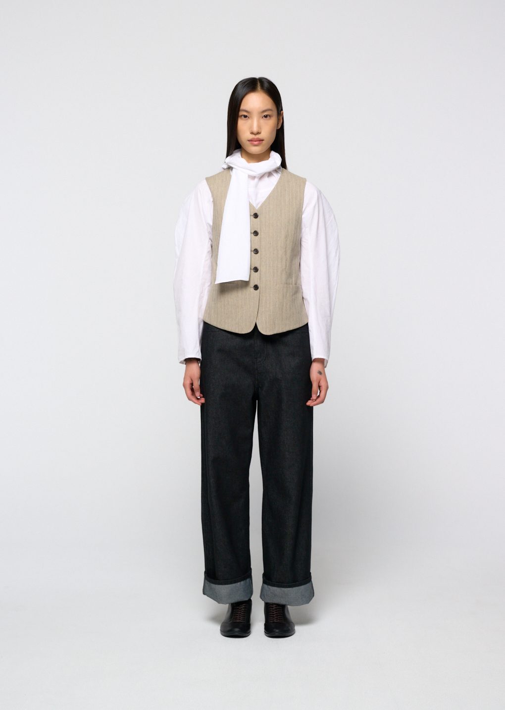 cotton scarf top, white