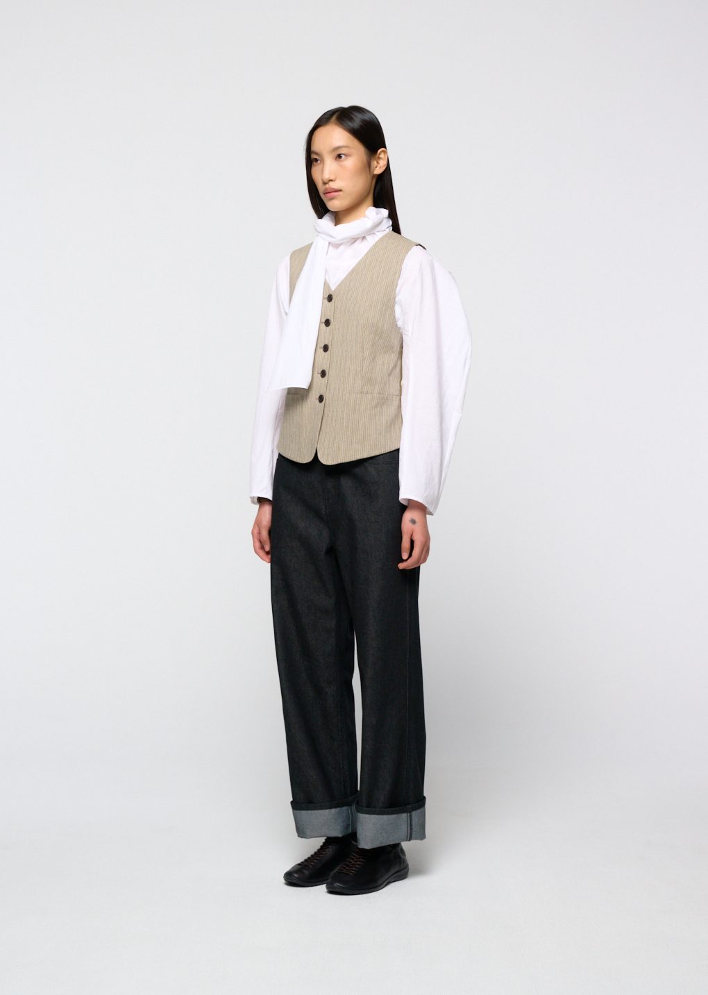 cotton scarf top, white