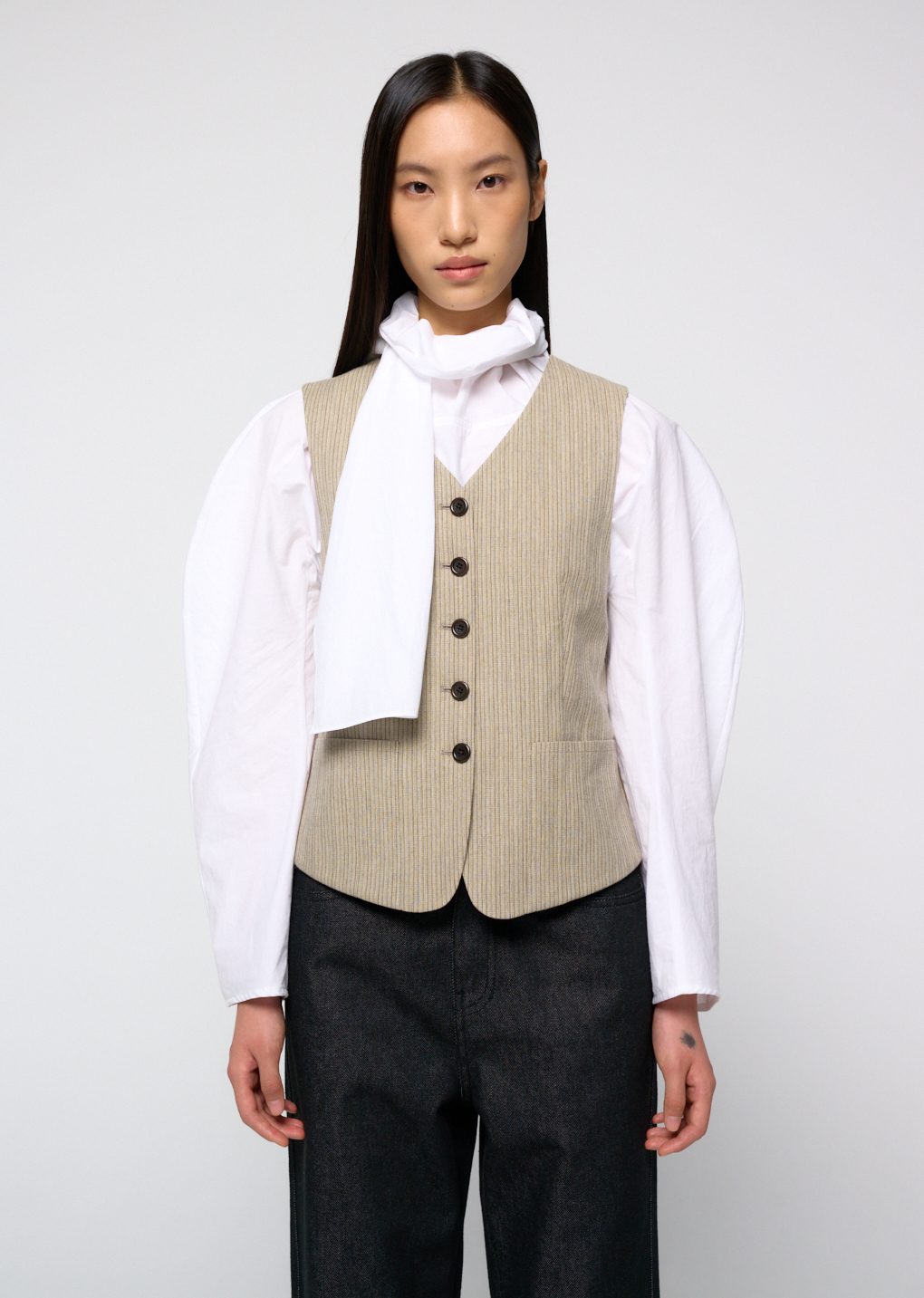 cotton scarf top, white