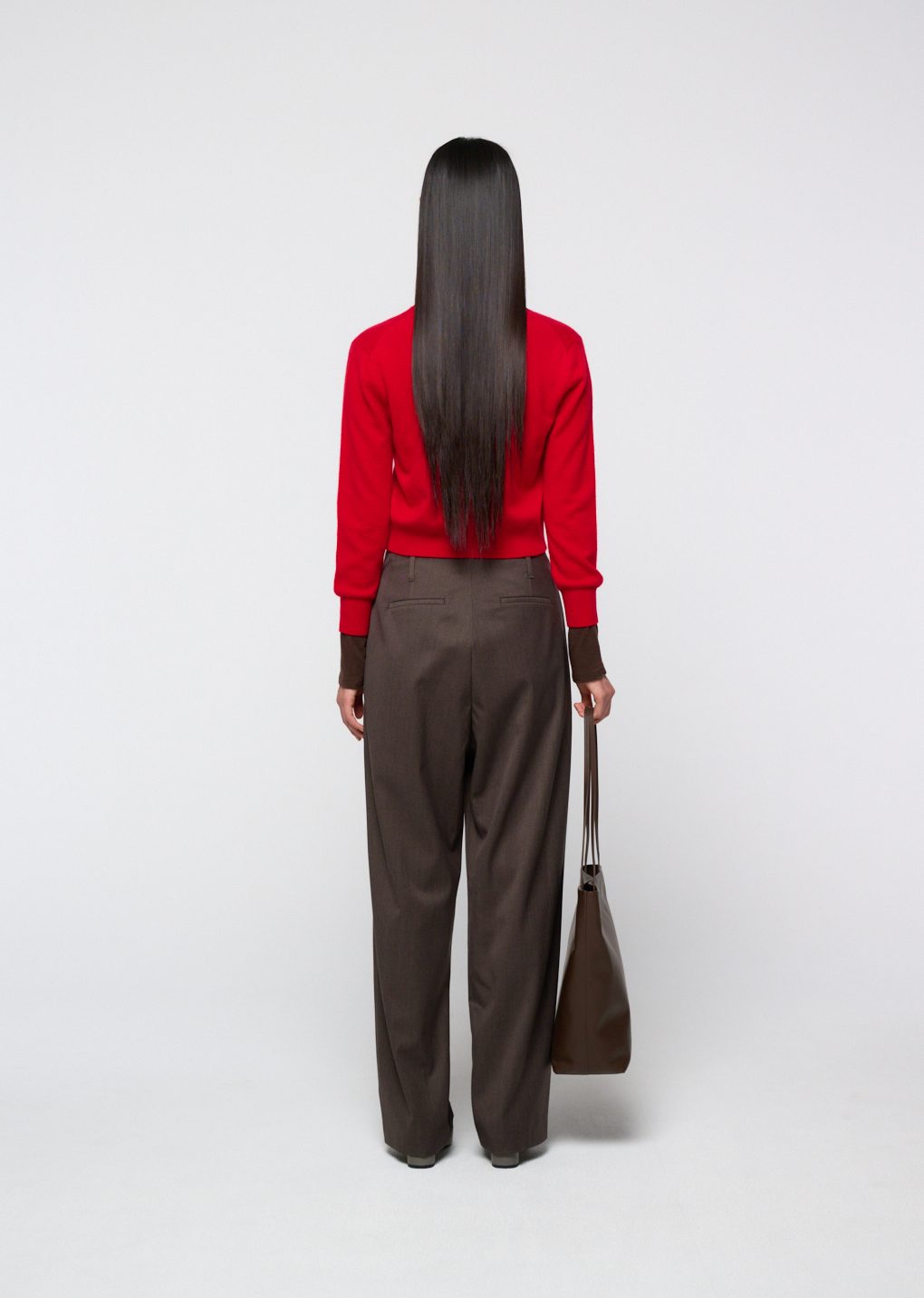 leather tote bag, dark brown