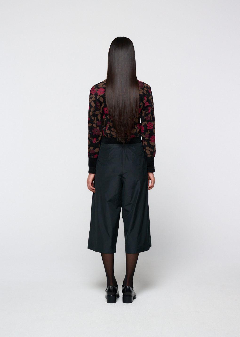 floral jacquard cardigan, black