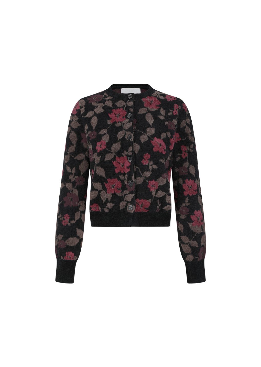 floral jacquard cardigan, black